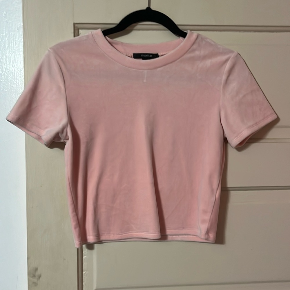 baby pink, velvet, crop top